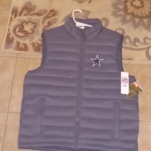 Dallas Cowboys Full Zip Puffer Vest Jacket Winter Coat NWT...double sided zipper